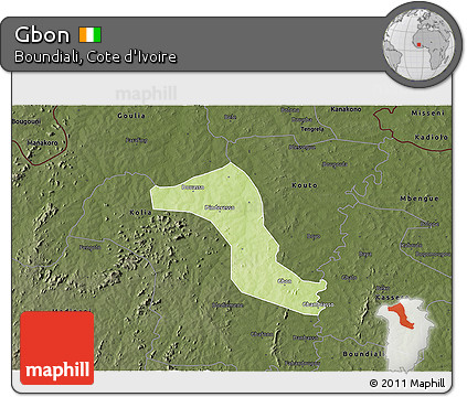 Physical 3D Map of Gbon, darken