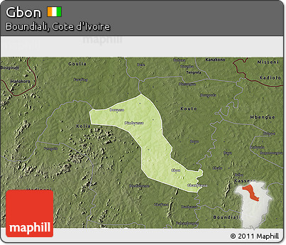 Physical 3D Map of Gbon, darken