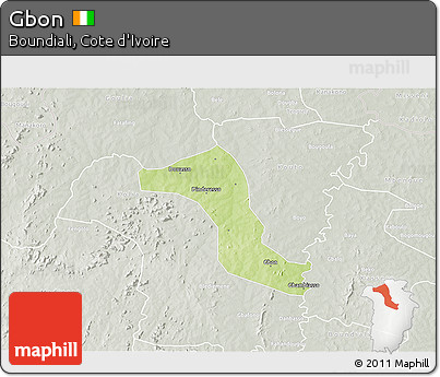 Physical 3D Map of Gbon, lighten, semi-desaturated