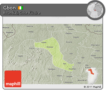 Physical 3D Map of Gbon, semi-desaturated