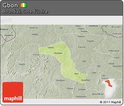 Physical 3D Map of Gbon, semi-desaturated