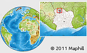Physical Location Map of Gbon, highlighted country, highlighted parent region, within the entire country