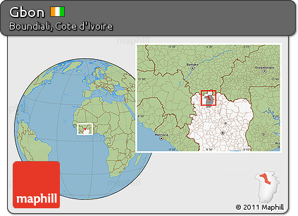 Savanna Style Location Map of Gbon, highlighted country, highlighted parent region