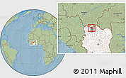 Savanna Style Location Map of Gbon, highlighted country, highlighted parent region, hill shading