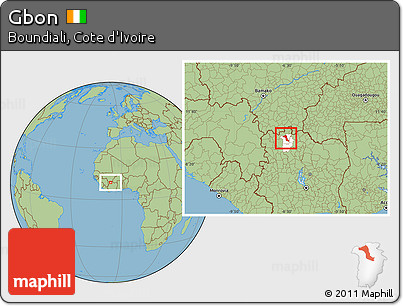 Savanna Style Location Map of Gbon, highlighted parent region