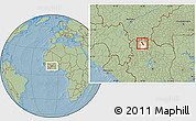 Savanna Style Location Map of Gbon, highlighted parent region, hill shading