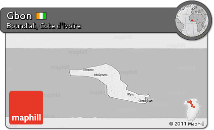 Gray Panoramic Map of Gbon, single color outside