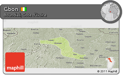 Physical Panoramic Map of Gbon, semi-desaturated