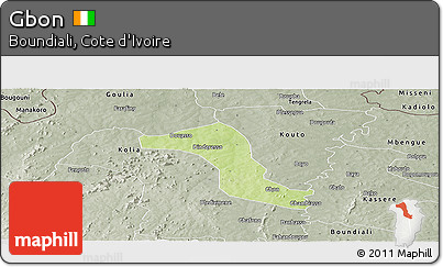 Physical Panoramic Map of Gbon, semi-desaturated