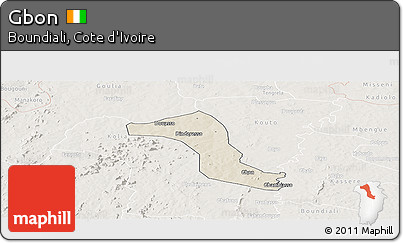 Shaded Relief Panoramic Map of Gbon, lighten
