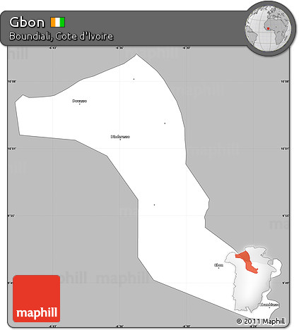 Gray Simple Map of Gbon, single color outside