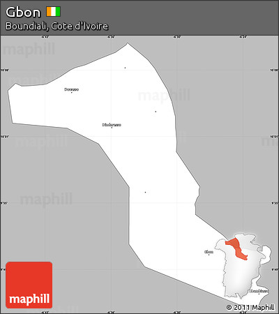 Gray Simple Map of Gbon, single color outside