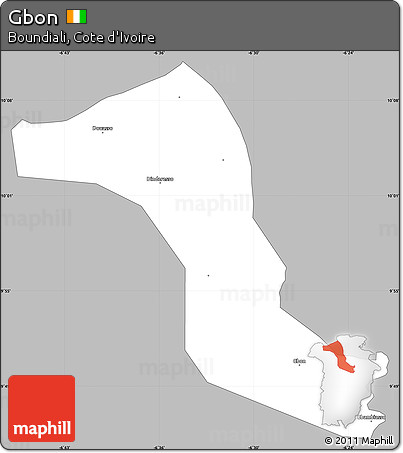 Gray Simple Map of Gbon, single color outside