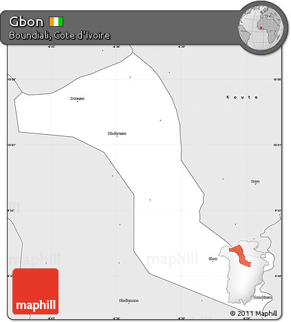 Silver Style Simple Map of Gbon
