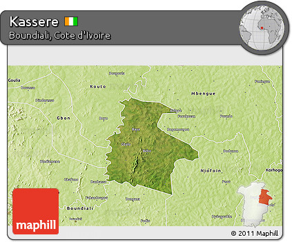 Satellite 3D Map of Kassere, physical outside