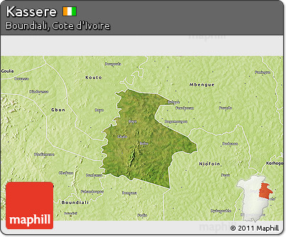 Satellite 3D Map of Kassere, physical outside