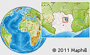 Physical Location Map of Bonieredougou, highlighted country, highlighted parent region