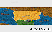 Political Panoramic Map of Foumbolo, darken