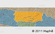 Political Panoramic Map of Foumbolo, semi-desaturated