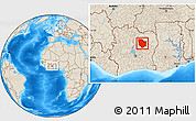 Shaded Relief Location Map of Dabakala