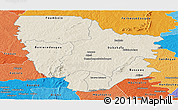 Shaded Relief Panoramic Map of Dabakala, political shades outside