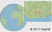 Savanna Style Location Map of Satama-Sokoura, highlighted parent region