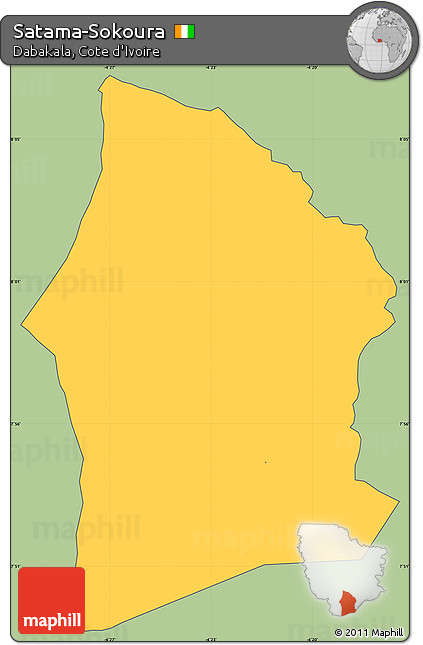 Savanna Style Simple Map of Satama-Sokoura, cropped outside