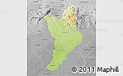 Physical 3D Map of Danane, desaturated