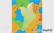 Physical 3D Map of Danane, political outside