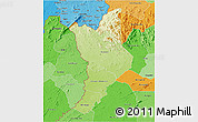 Physical 3D Map of Danane, political shades outside