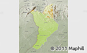 Physical 3D Map of Danane, semi-desaturated
