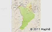 Physical 3D Map of Danane, shaded relief outside