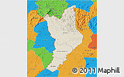 Shaded Relief 3D Map of Danane, political outside