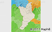 Shaded Relief 3D Map of Danane, political shades outside