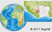 Physical Location Map of Danane, highlighted country, highlighted parent region