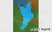 Political Shades Map of Danane, darken
