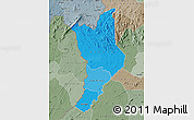 Political Shades Map of Danane, semi-desaturated