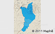 Political Shades Map of Danane, shaded relief outside