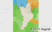 Shaded Relief Map of Danane, political shades outside