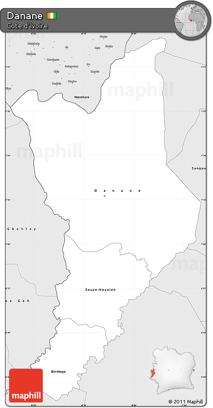 Silver Style Simple Map of Danane