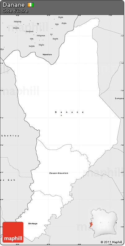 Silver Style Simple Map of Danane