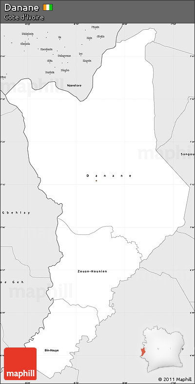 Silver Style Simple Map of Danane