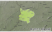 Physical 3D Map of Zouan-Hounien, darken, semi-desaturated