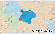 Political 3D Map of Zouan-Hounien, lighten