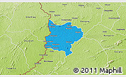 Political 3D Map of Zouan-Hounien, physical outside