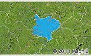 Political 3D Map of Zouan-Hounien, satellite outside