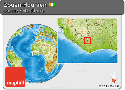 Physical Location Map of Zouan-Hounien