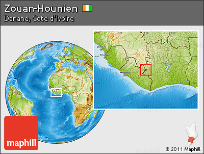 Physical Location Map of Zouan-Hounien