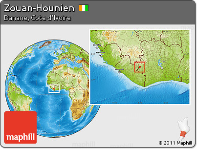 Physical Location Map of Zouan-Hounien
