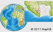 Physical Location Map of Zouan-Hounien, highlighted country
